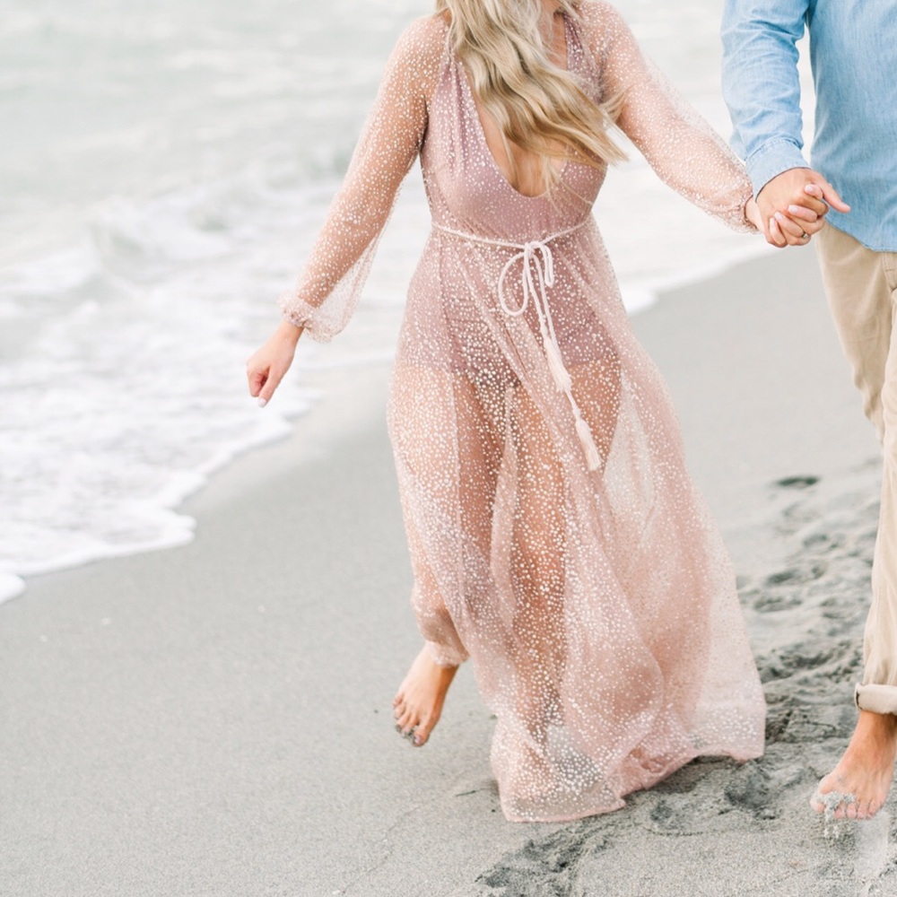 White Fox Lucky Star Rose Gold maxi dress